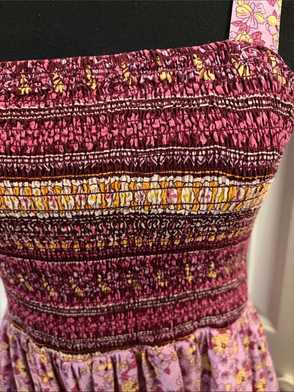 Smocked Floral Wide-Leg Jumpsuit in Lavender Pink - Picture 4 of 8